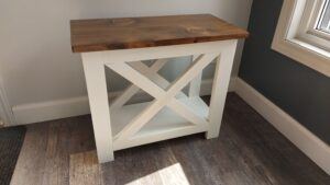 Brown and white side table DustyWorkbench