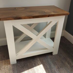 Brown and white side table DustyWorkbench