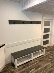 Bench Grey and white bench DustyWorkbench