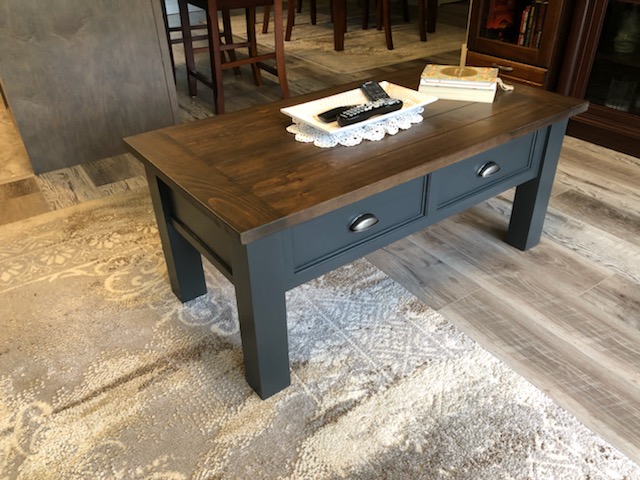 Grey and Brown Coffee Table DustyWorkbench